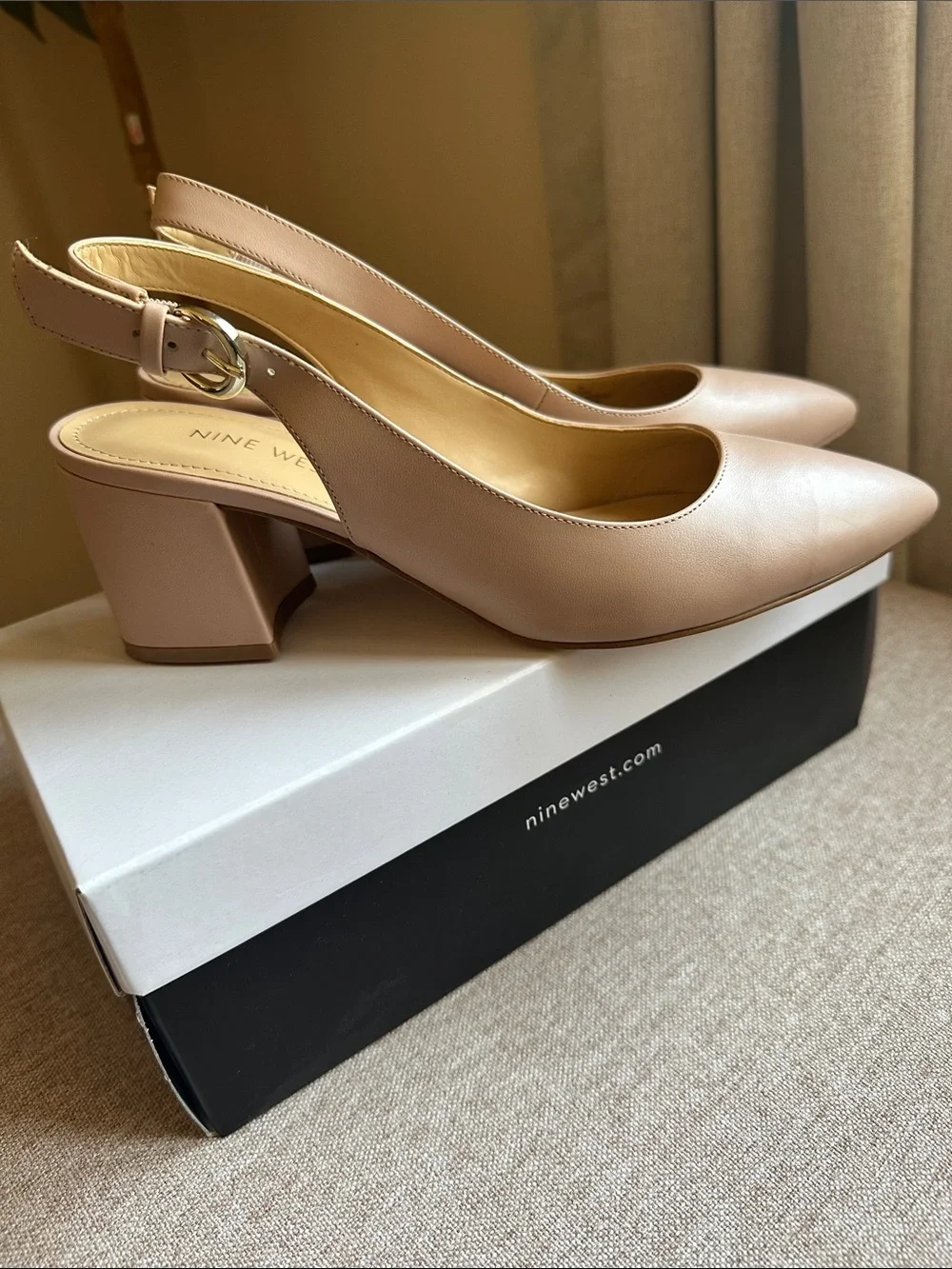 Nine West Women's Beige Pointed Slingback Flats